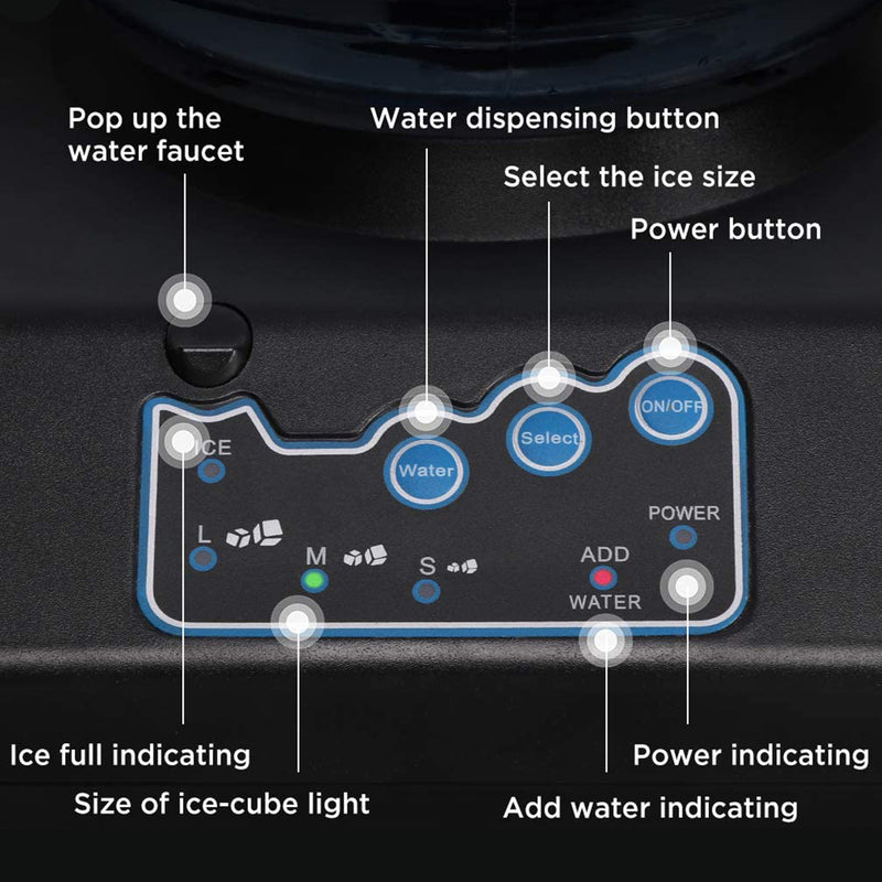 Advwin Countertop Water Dispenser Portable Ice Maker