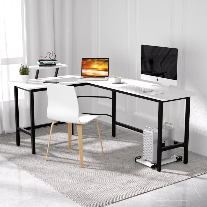 Advwin L-Shaped Corner Desk with Laptop Stand