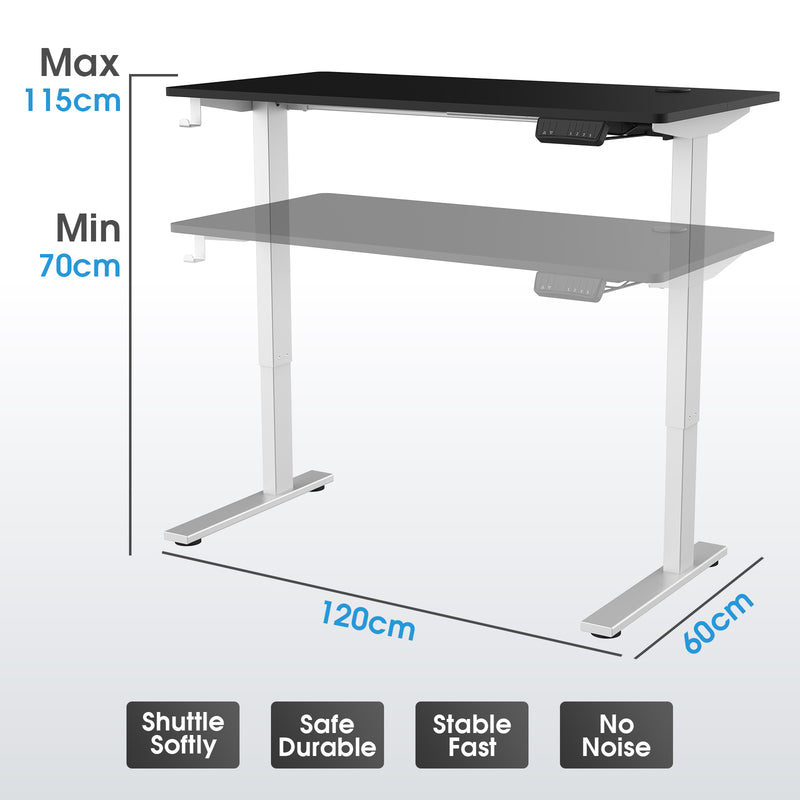 Advwin-Electric-Standing-Desk-Sit-Stand-Up-Riser-Height-Adjustable Motorised-Computer-Desk-Black-Table-Top-140cm-Sliver-Frame-160203400