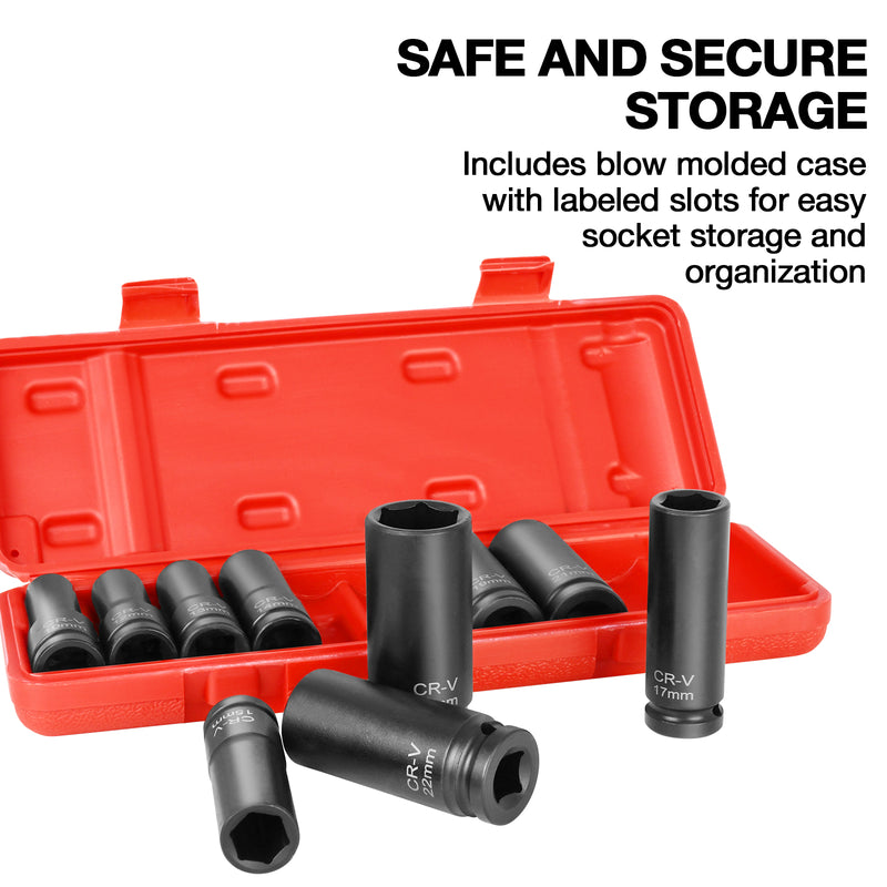 Advwin 1/2 Inch Drive Deep Impact Socket Set 10PCS