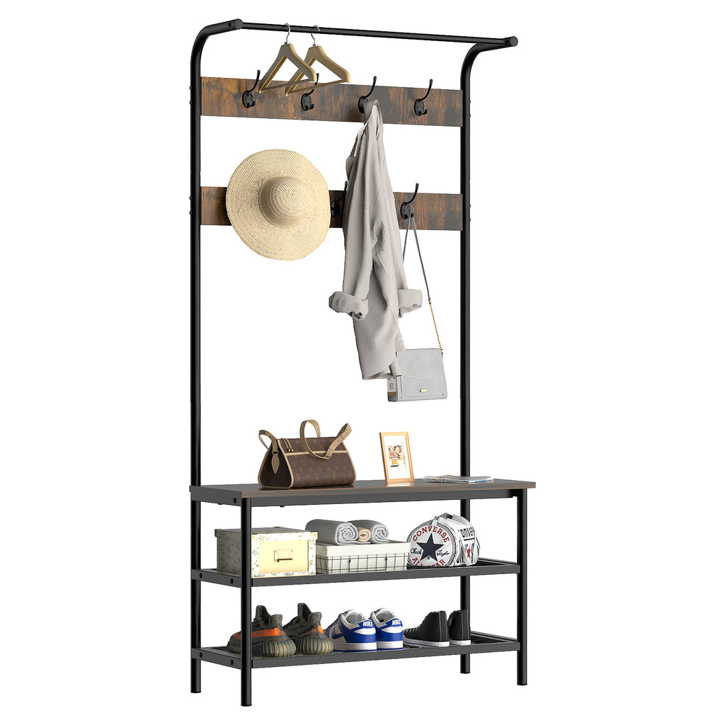Hall tree with sales shoe storage bench