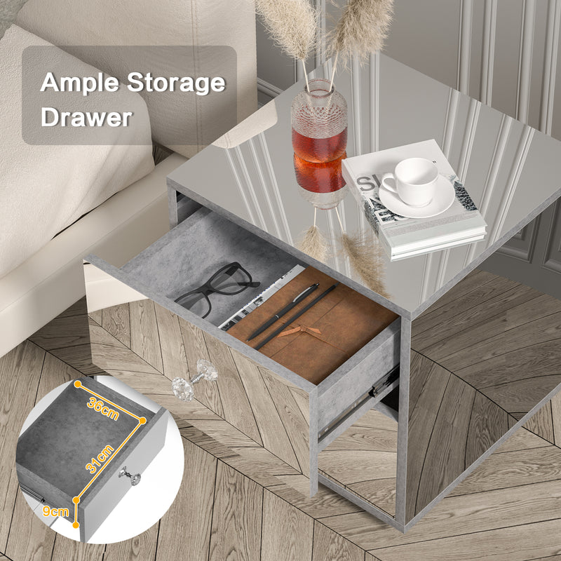 Advwin Mirrored Bedside Table 2 Drawers