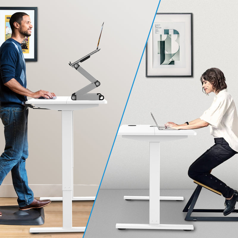 Advwin-Electric-Standing-Desk-Sit-Stand-Up-Riser-Height-Adjustable Motorised-Computer-Desk-White-Table-Top-140cm-White-Frame-160203300