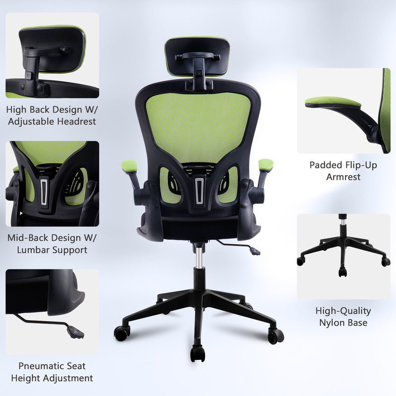 Advwin Mesh Office Chair Adjustable Height Green