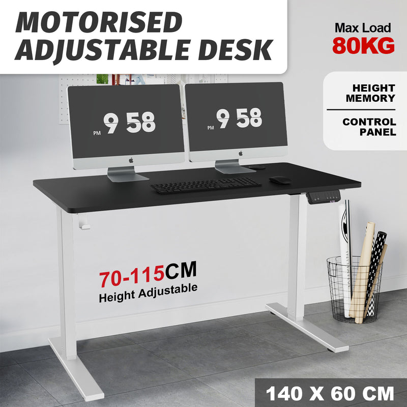 Advwin-Electric-Standing-Desk-Sit-Stand-Up-Riser-Height-Adjustable Motorised-Computer-Desk-Black-Table-Top-140cm-Sliver-Frame-160203400
