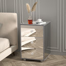 Advwin Mirrored Bedside Table 3 Drawers