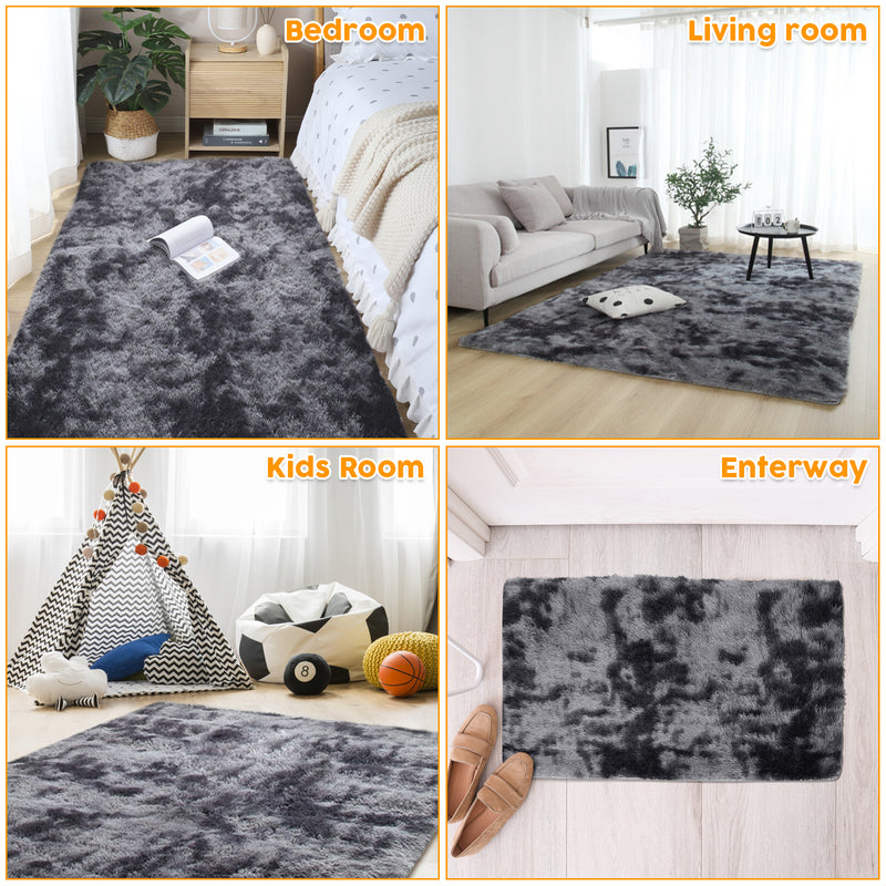 Advwin Non-Slip Shaggy Rugs Floor Rug Dark Grey