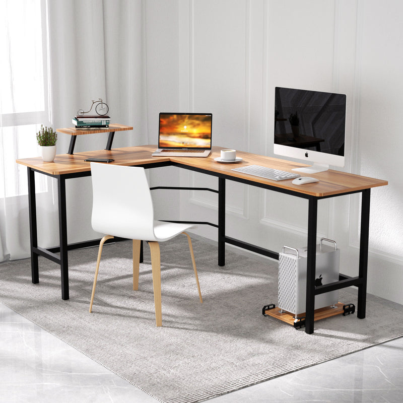 Advwin L-Shaped Corner Desk with Laptop Stand