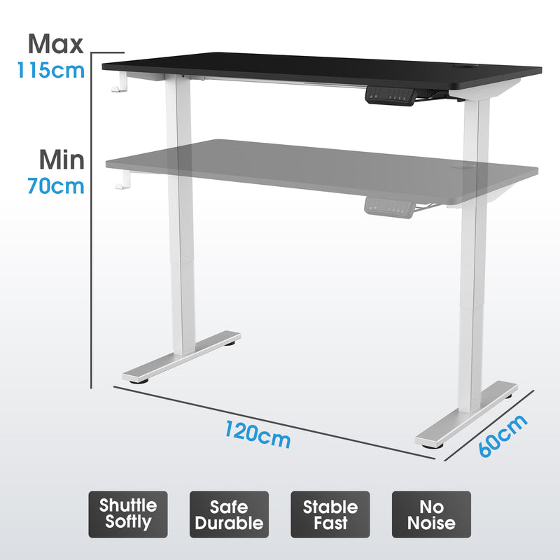 Advwin-Electric-Standing-Desk-Sit-Stand-Up-Riser-Height-Adjustable Motorised-Computer-Desk-Black-Table-Top-120cm-Sliver-Frame-160201900