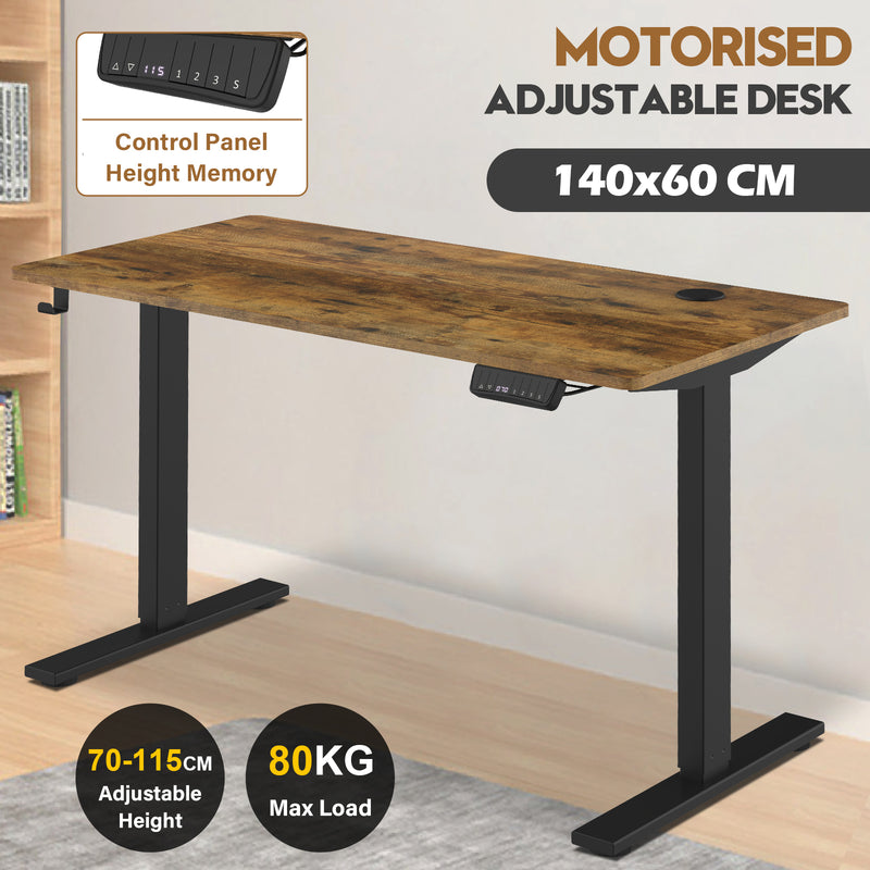 Advwin-Electric-Standing-Desk-Sit-Stand-Up-Riser-Height-Adjustable Motorised-Computer-Desk-Walnut-Table-Top-140cm-Black-Frame-160202300