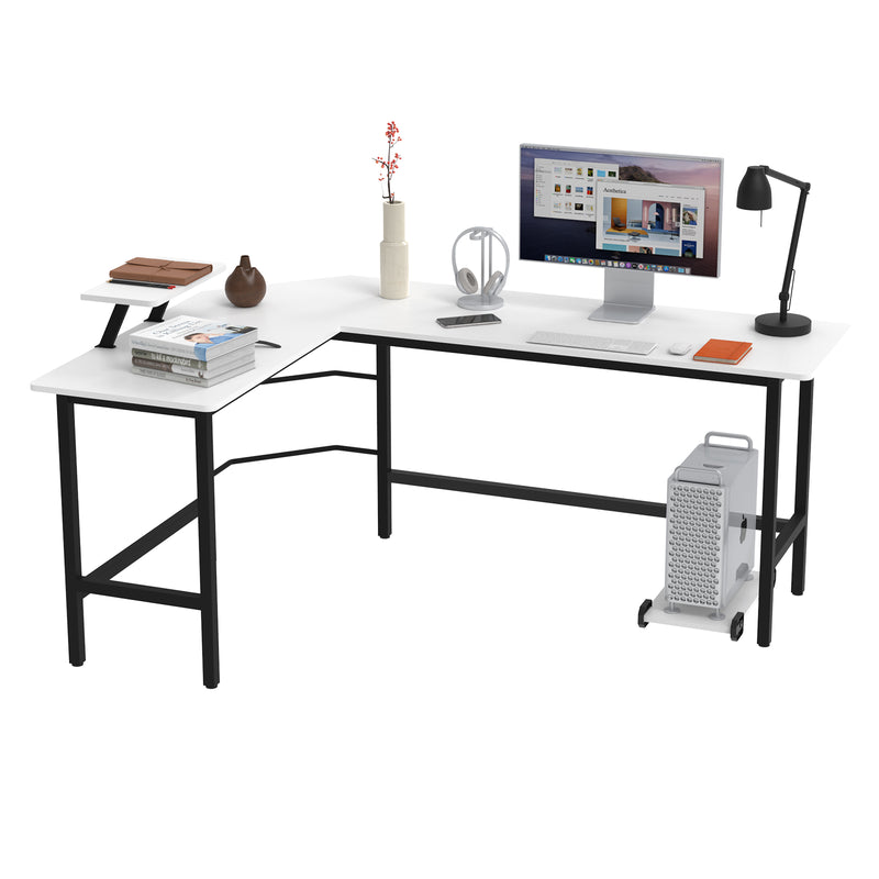 Advwin L-Shaped Corner Desk with Laptop Stand