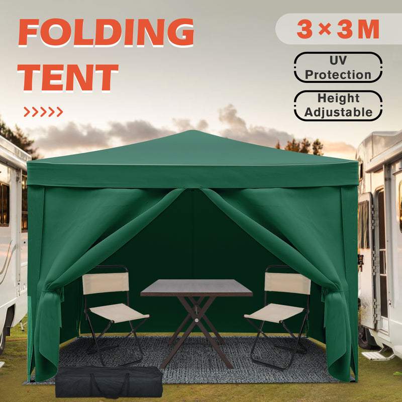 Advwin 3*3m Pop Up Canopy Tent with Side Walls