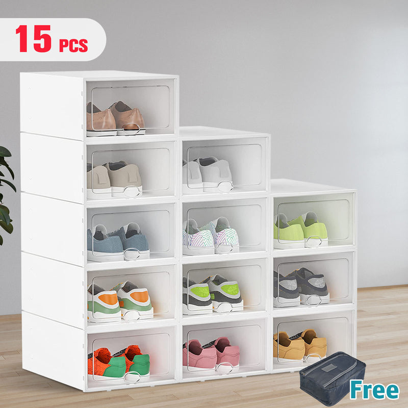 Advwin Plastic Shoe Box Shoe Rack Storage 15/27/40PCS