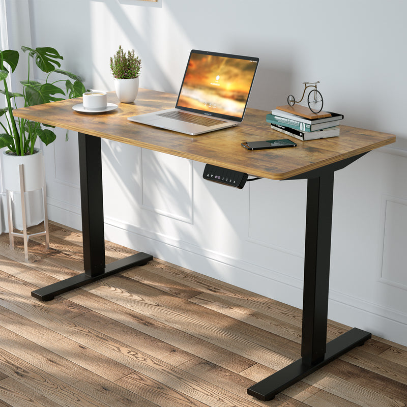 Advwin-Electric-Standing-Desk-Sit-Stand-Up-Riser-Height-Adjustable Motorised-Computer-Desk-Walnut-Table-Top-120cm-Black-Frame-160203600